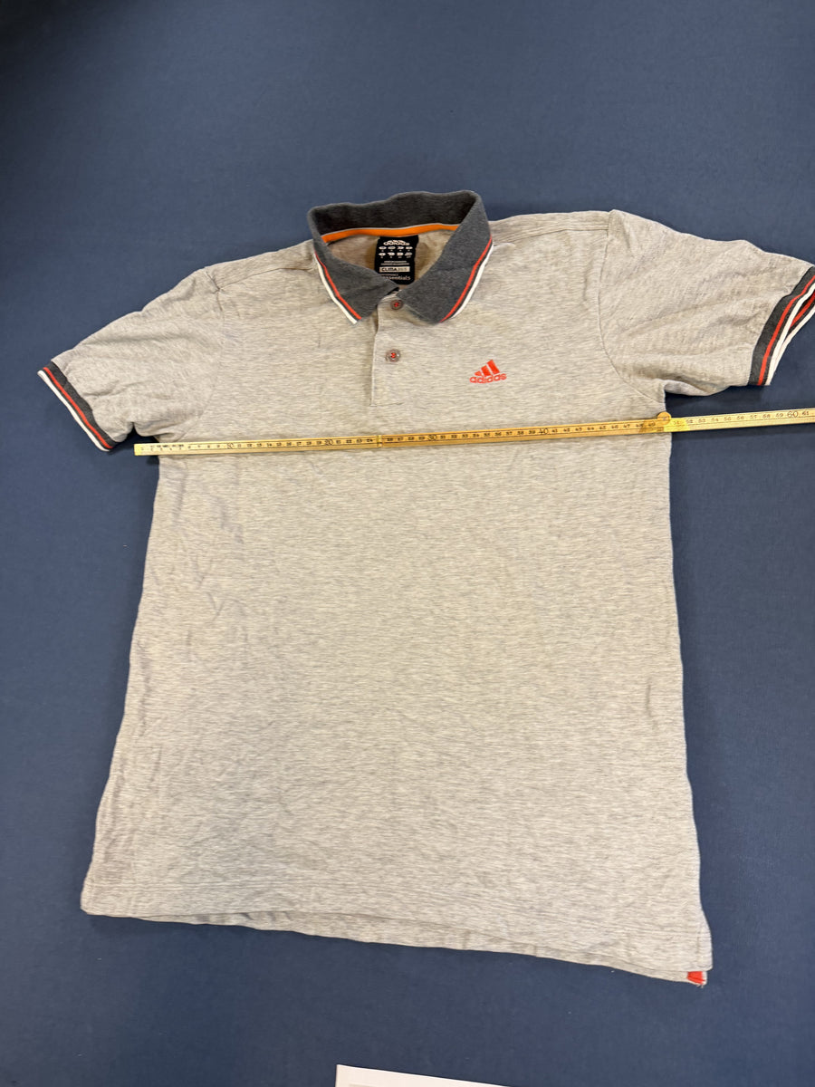 Grijze adidas polo (sportshirt / poloshirt) met streepkraag – maat S