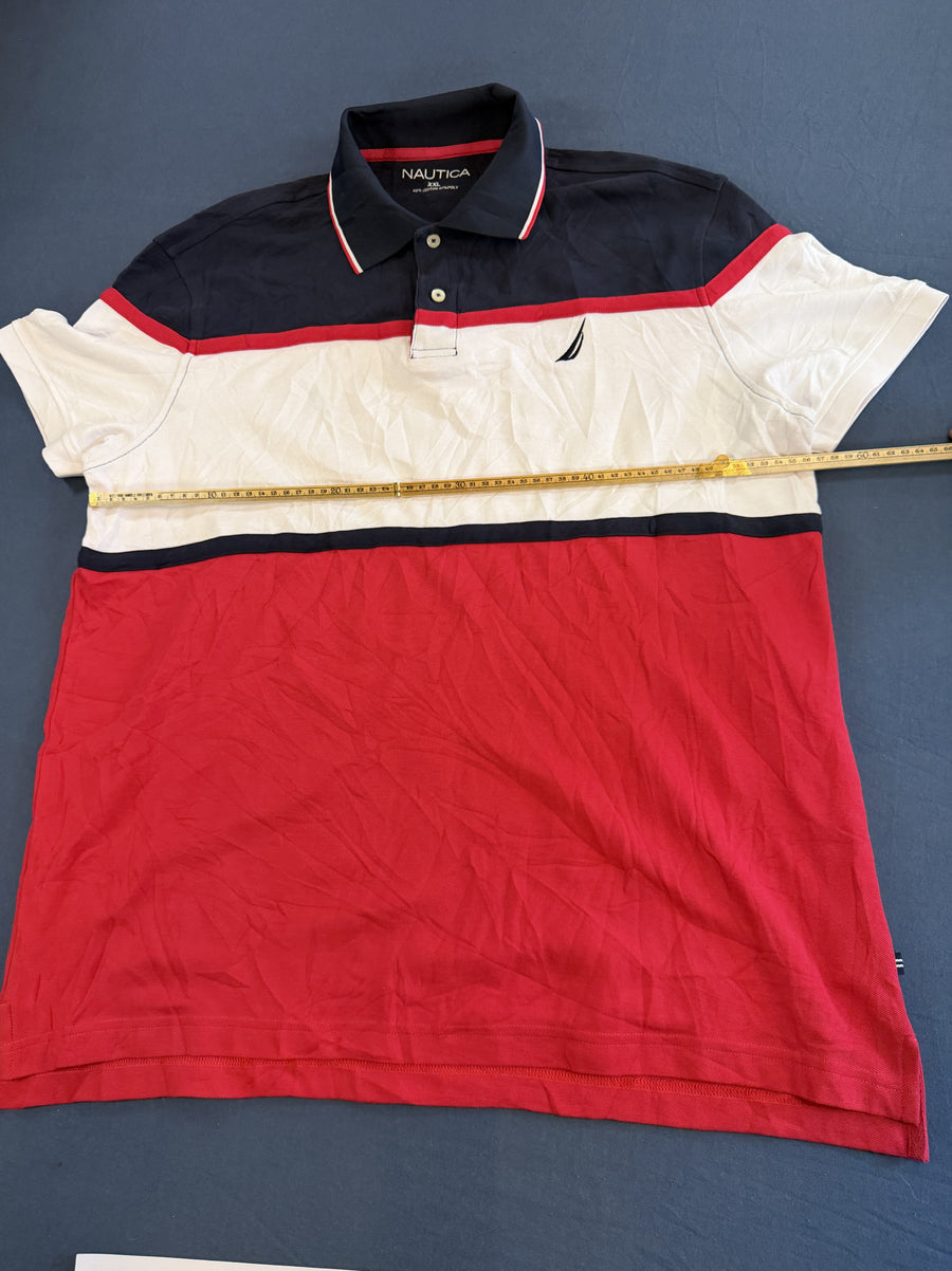Rood Nautica poloshirt (polo) met colourblock-paneel – maat XXL