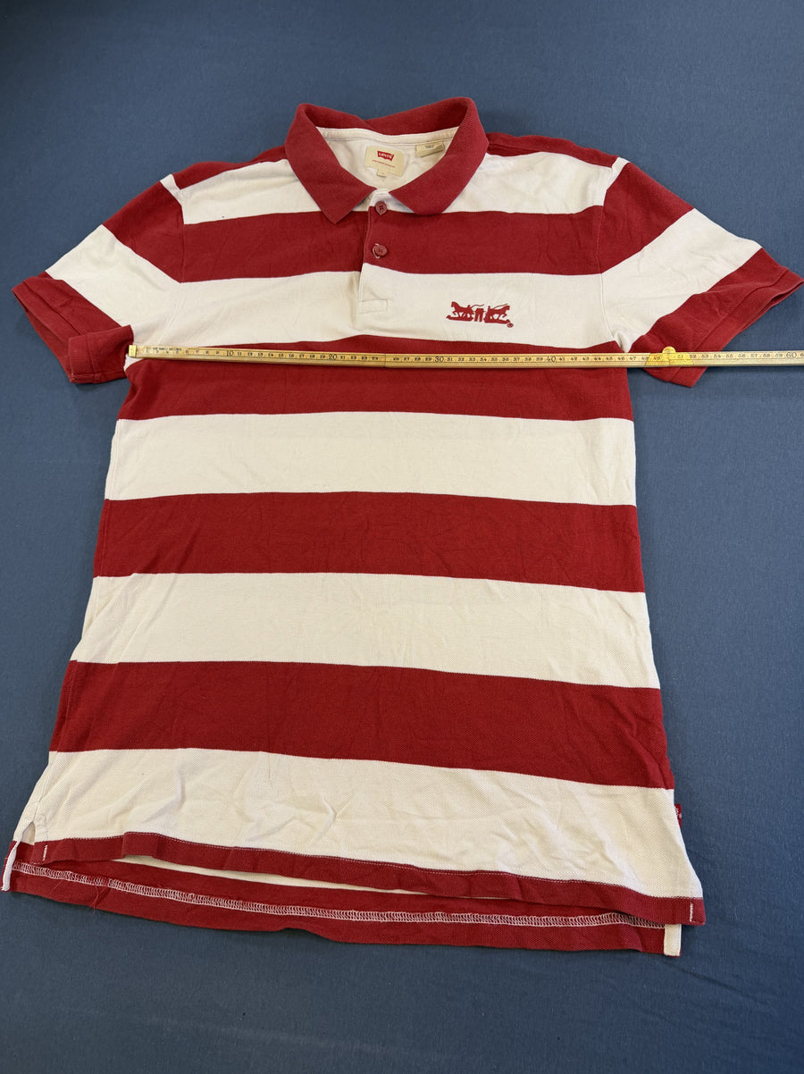 Rood gestreepte Levi's polo (piqué poloshirt) maat L