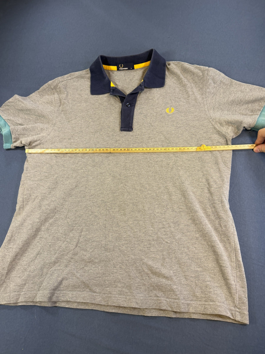Grijze Fred Perry colour-block polo (poloshirt), maat XL