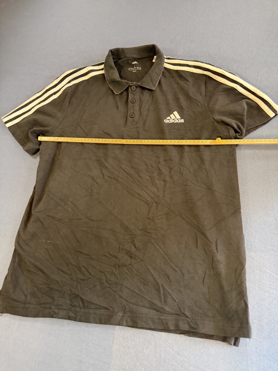 Zwarte adidas poloshirt met 3-stripes (polo / tennisshirt), maat L