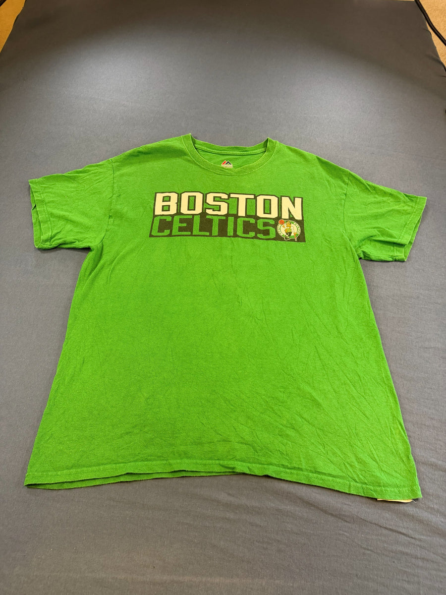 Majestic t-shirt groen print heren maat L shirt tee
