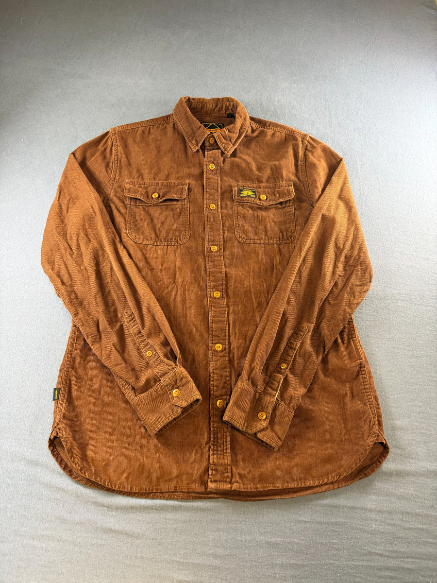 Superdry blouse bruin heren maat S overhemd shirt effen button up