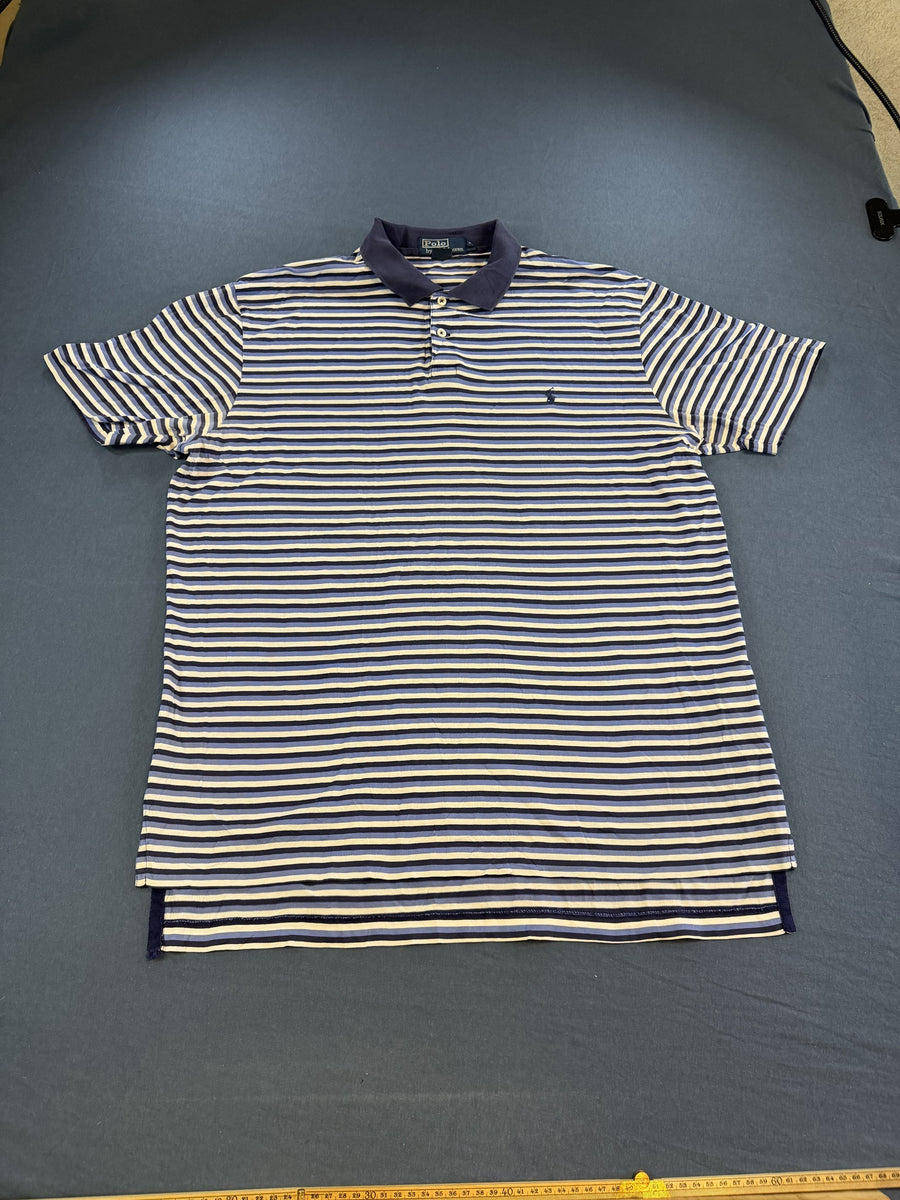 Polo Ralph Lauren polo blauw gestreept heren maat M katoen poloshirt