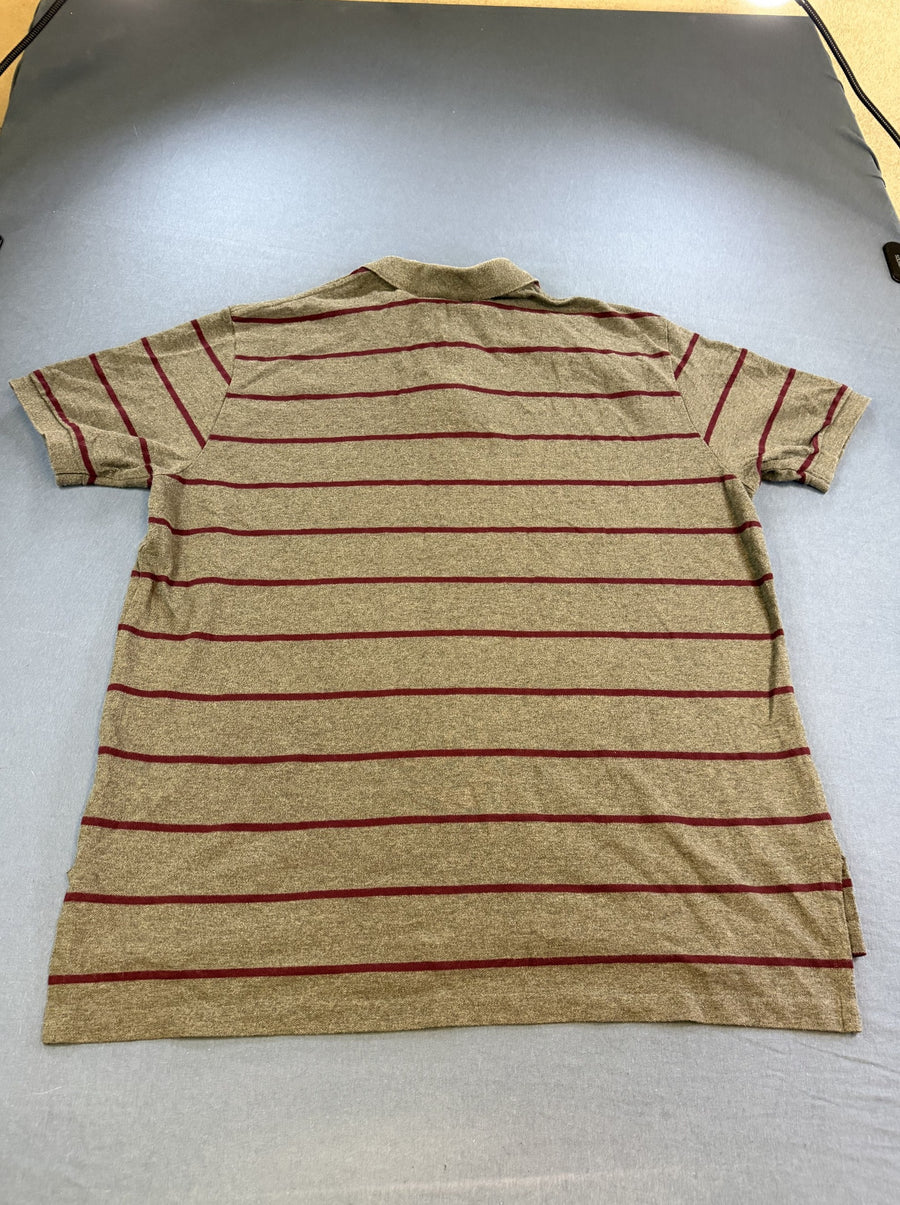Grijs-bordeaux gestreepte Ralph Lauren polo (piquéshirt / golfshirt), maat XXL