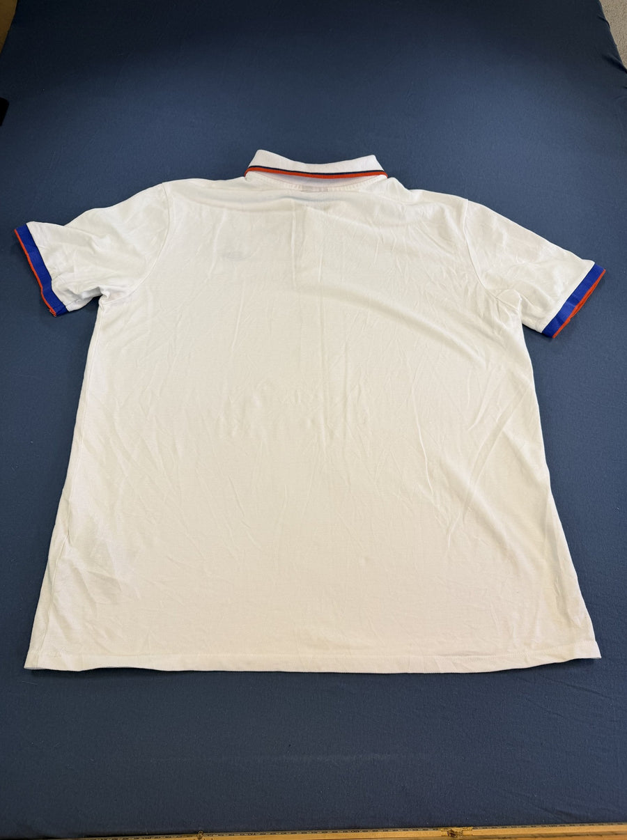 Wit Umbro-poloshirt met rood-blauwe bies, maat XXL (polo / sportshirt)