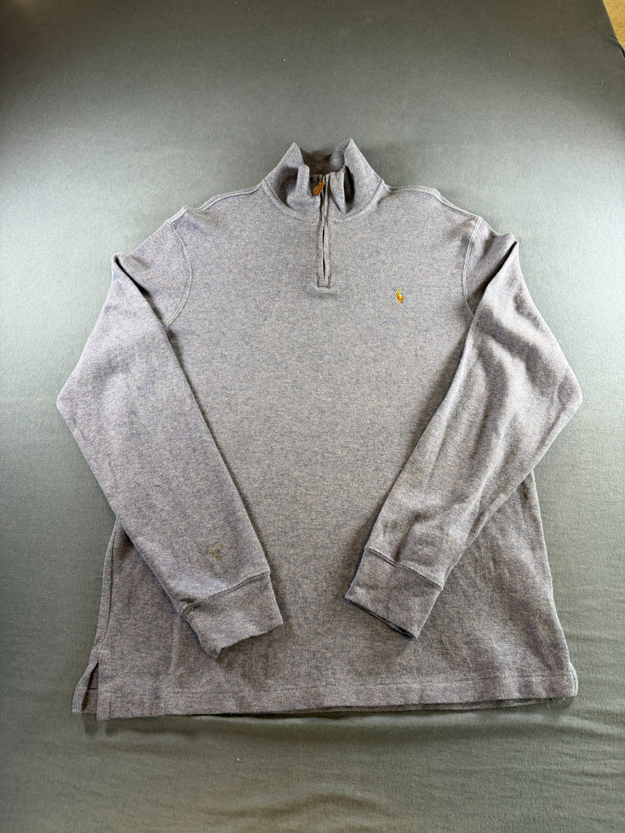 Polo Ralph Lauren trui blauw gemêleerd heren maat L katoen sweater pullover gebreid