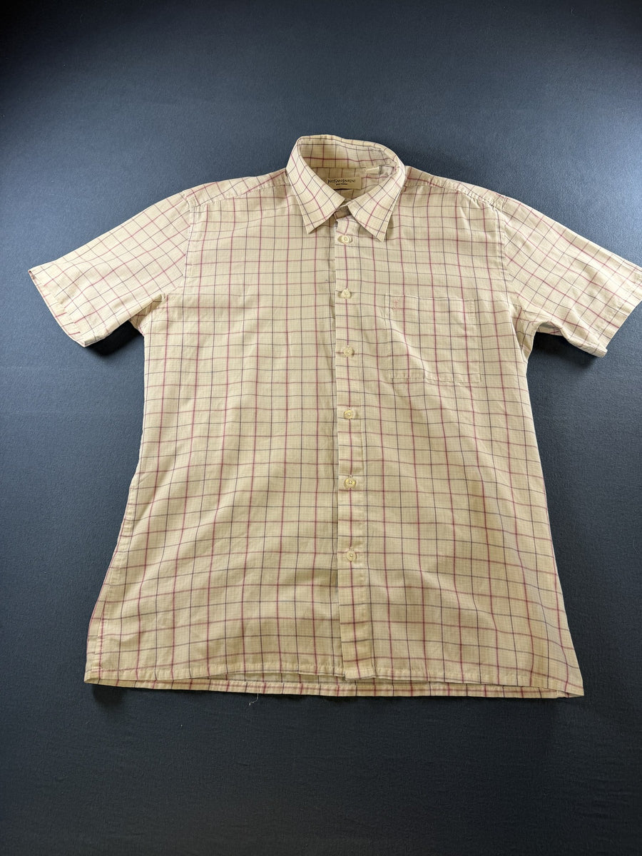 Yves Saint Laurent Blouse beige geruit