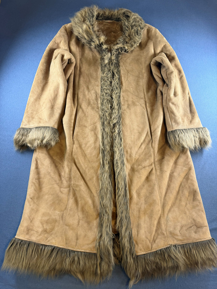 Vintage Dressing Afghaanse jas bruin dames maat XL