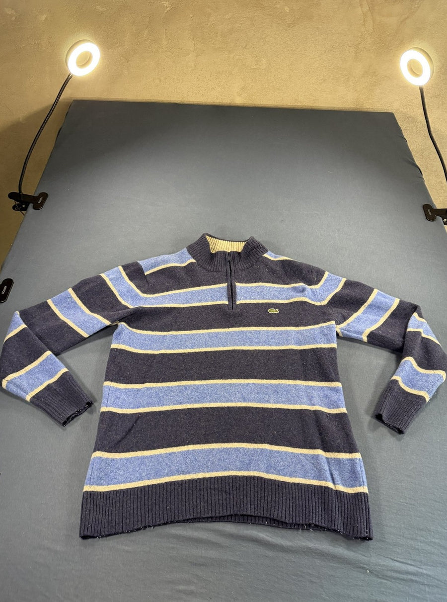 Blauwe Lacoste gebreide trui (halfzip / quarter-zip), maat XL