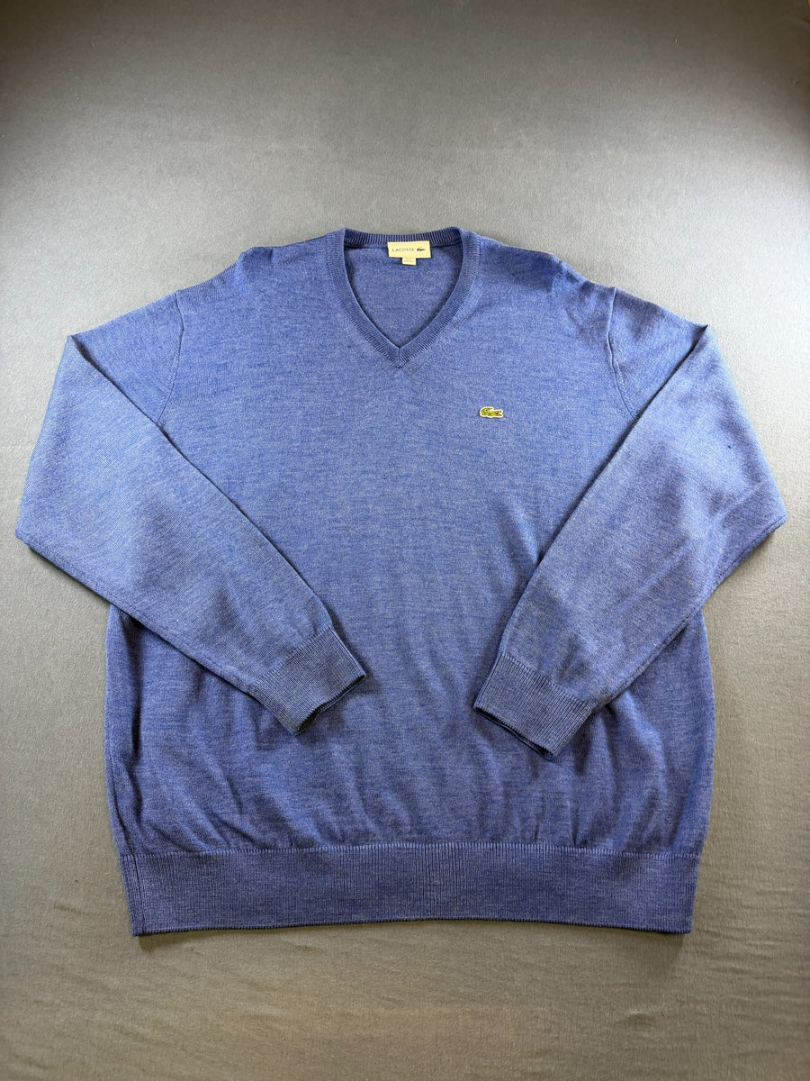 Lacoste trui blauw heren maat XXL v-hals v-neck sweater pullover vintage