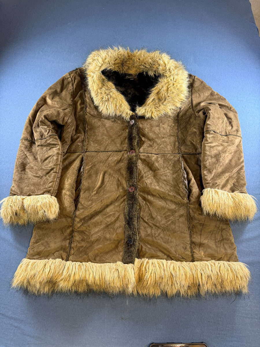 Vintage Dressing Afghaanse jas bruin dames maat XL