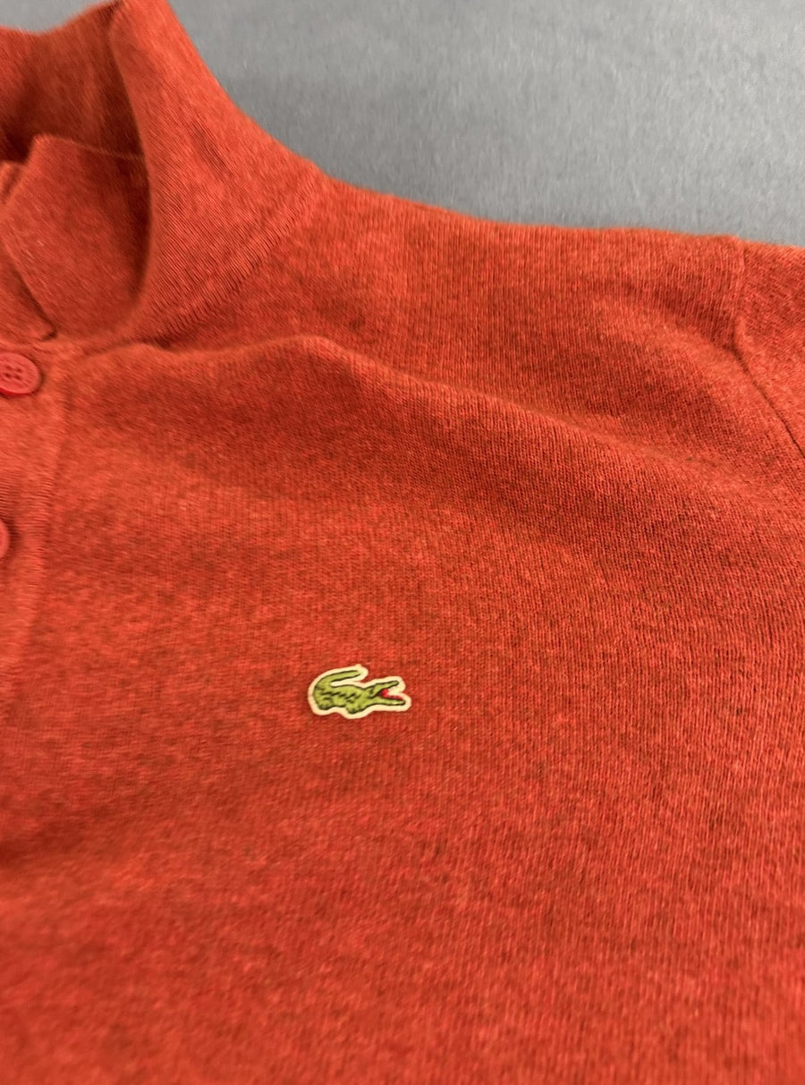 Rode Lacoste polotrui met knoopsluiting (collegetrui), maat XL