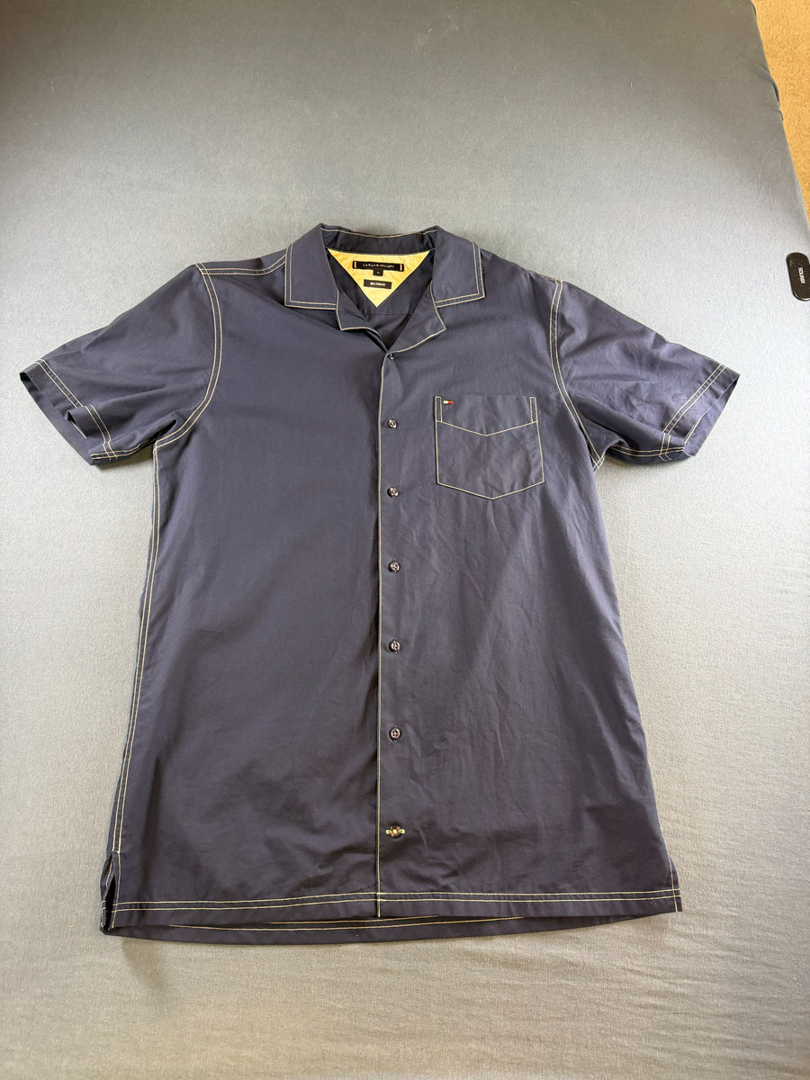 Tommy Hilfiger blouse blauw heren maat M overhemd shirt effen button up