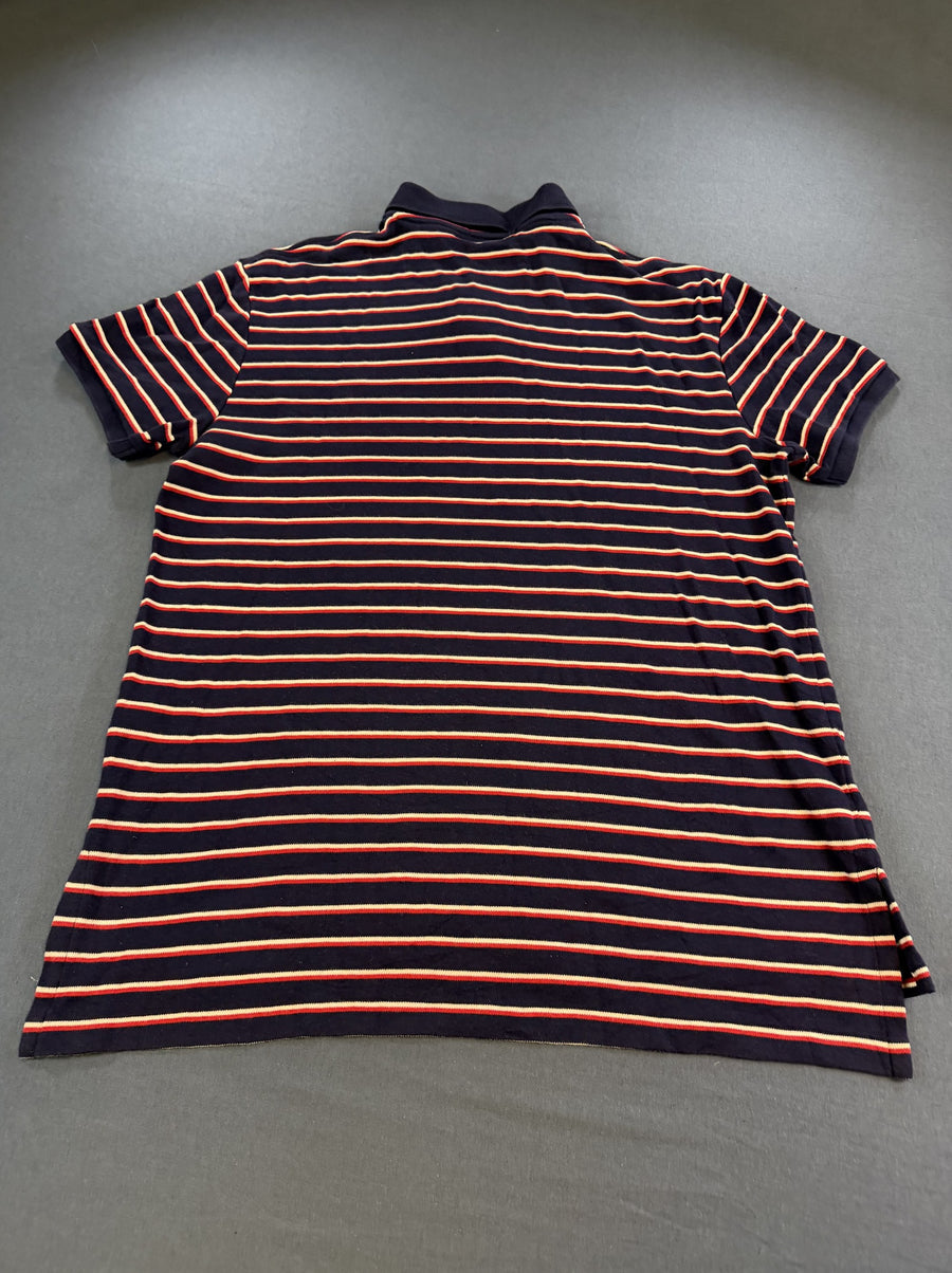 Polo Ralph Lauren zwart met streepboord – Custom Fit polo (poloshirt), maat M