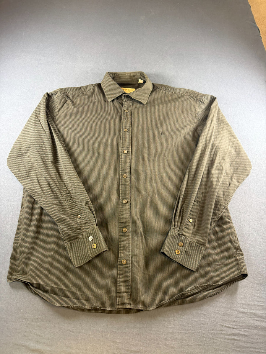 Yves Saint Laurent blouse grijs gestreept heren maat XL overhemd striped shirt streepjes