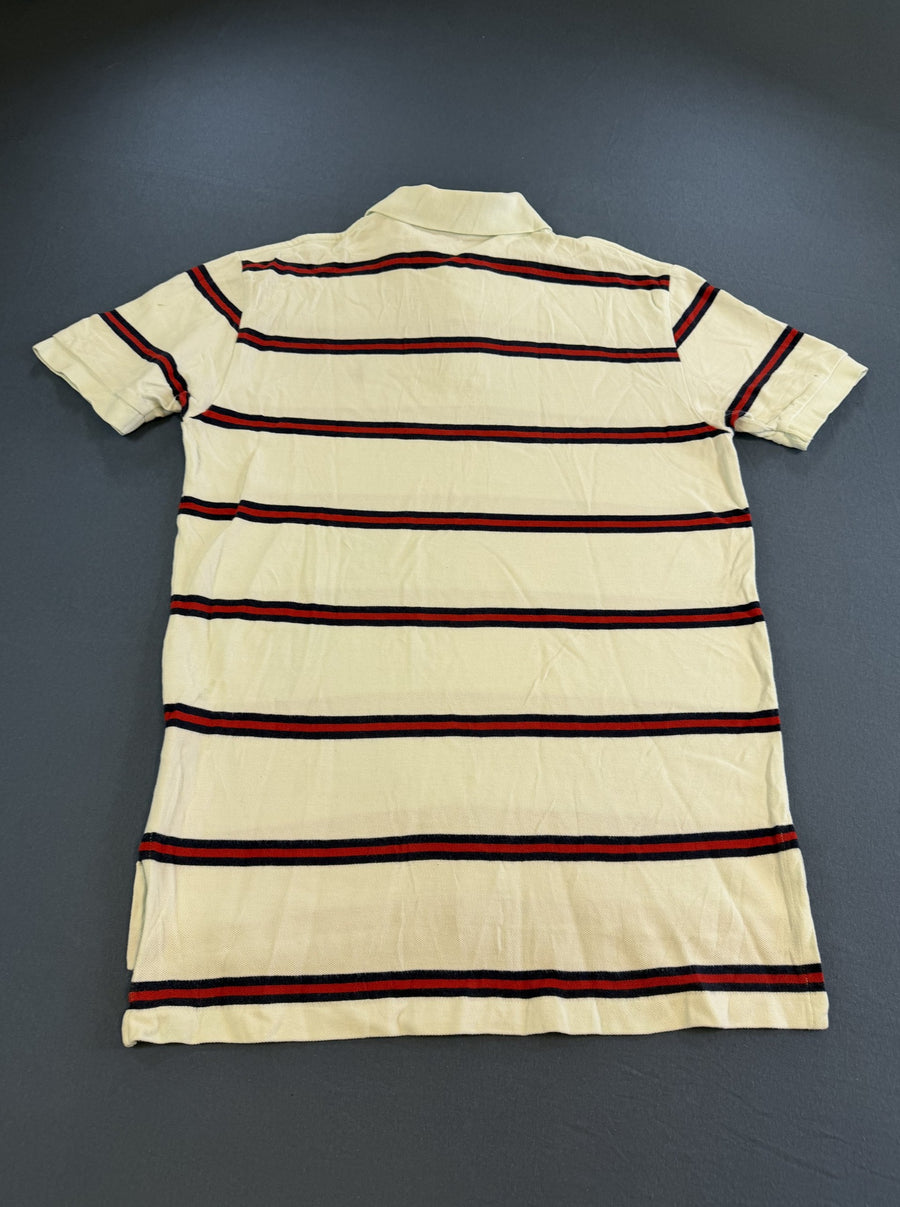 Wit Polo Ralph Lauren shirt met rood-blauwe bies (piqué polo / sportshirt), maat M heren