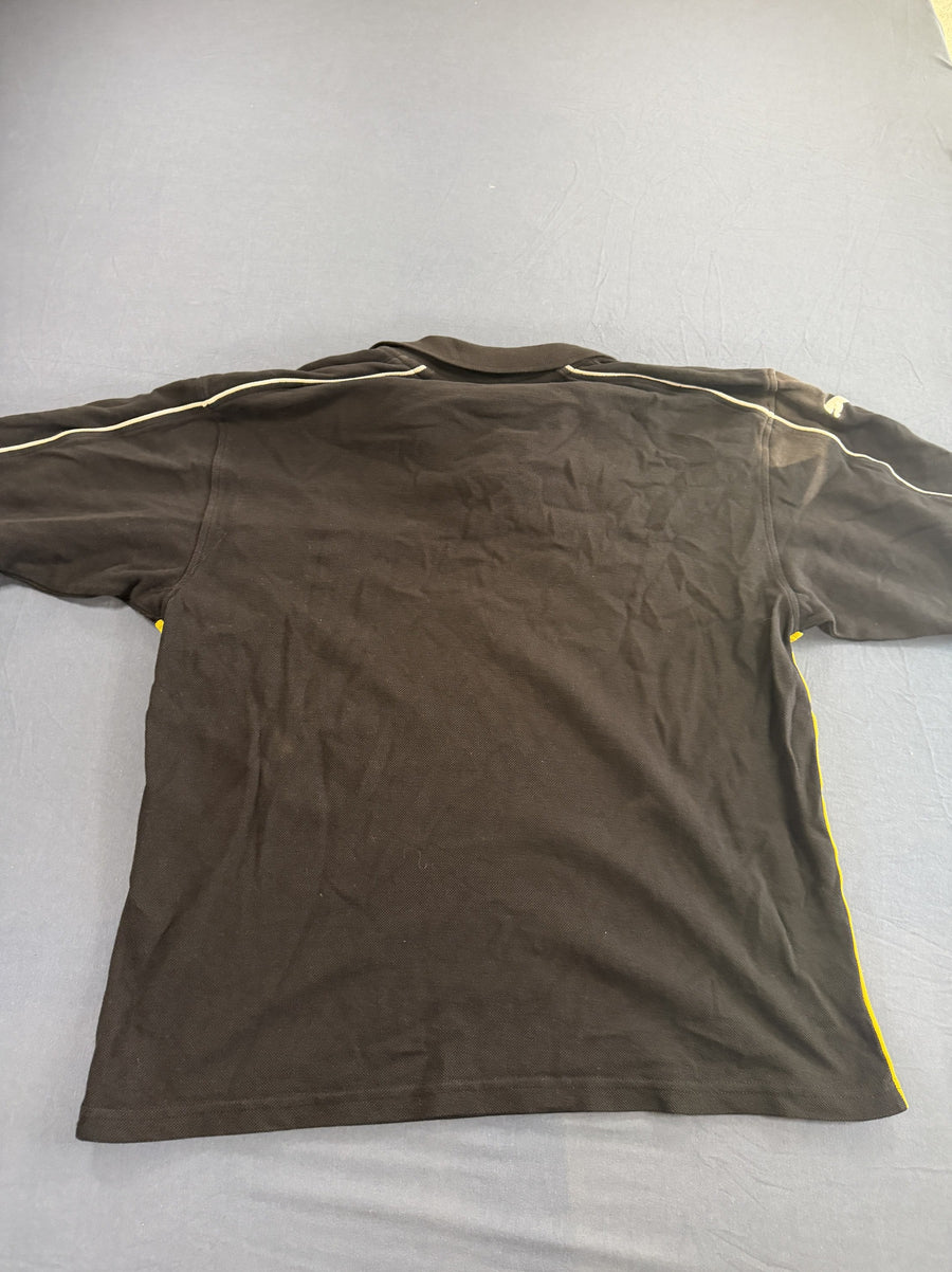 Zwart-gele rugbypolo (sportshirt D.R.F.C.), maat L