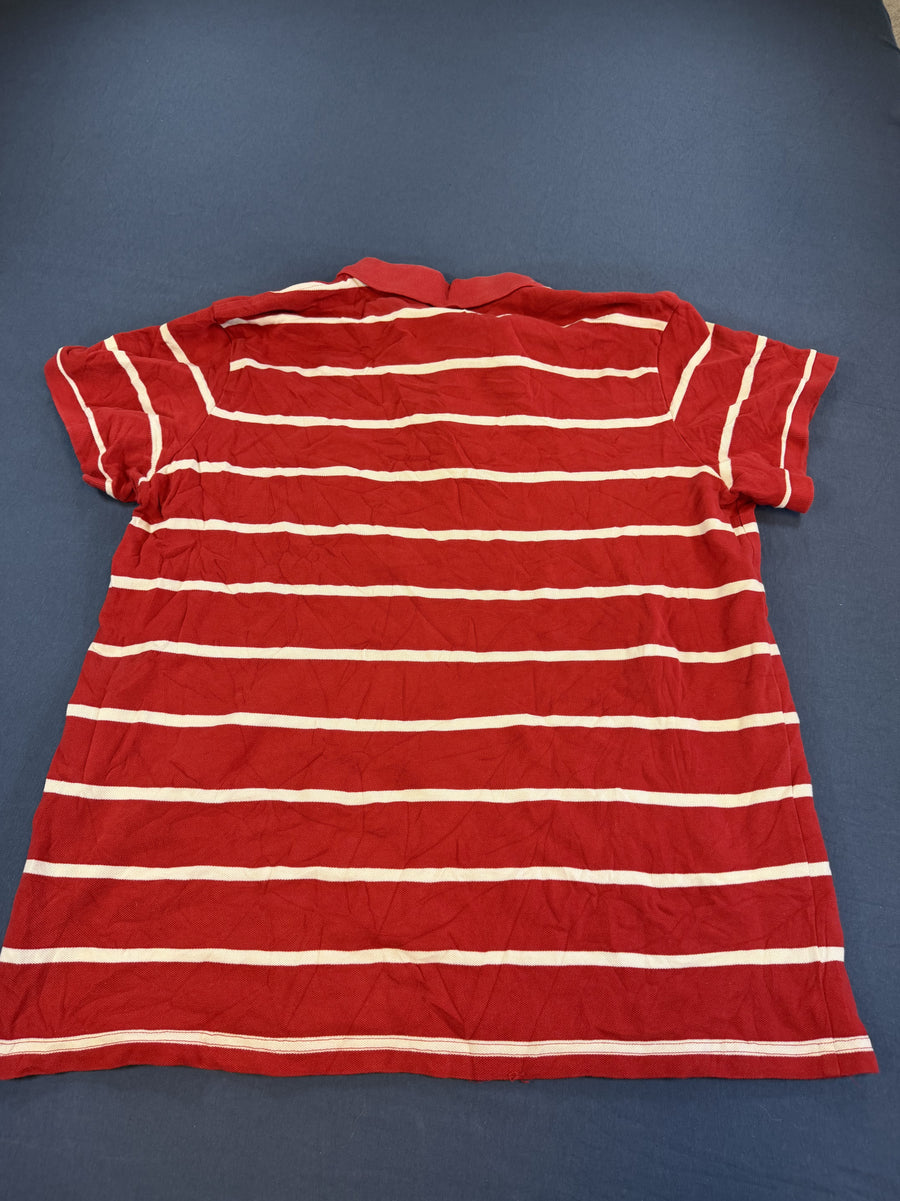 Rood-wit gestreepte adidas polo (poloshirt), maat XXL