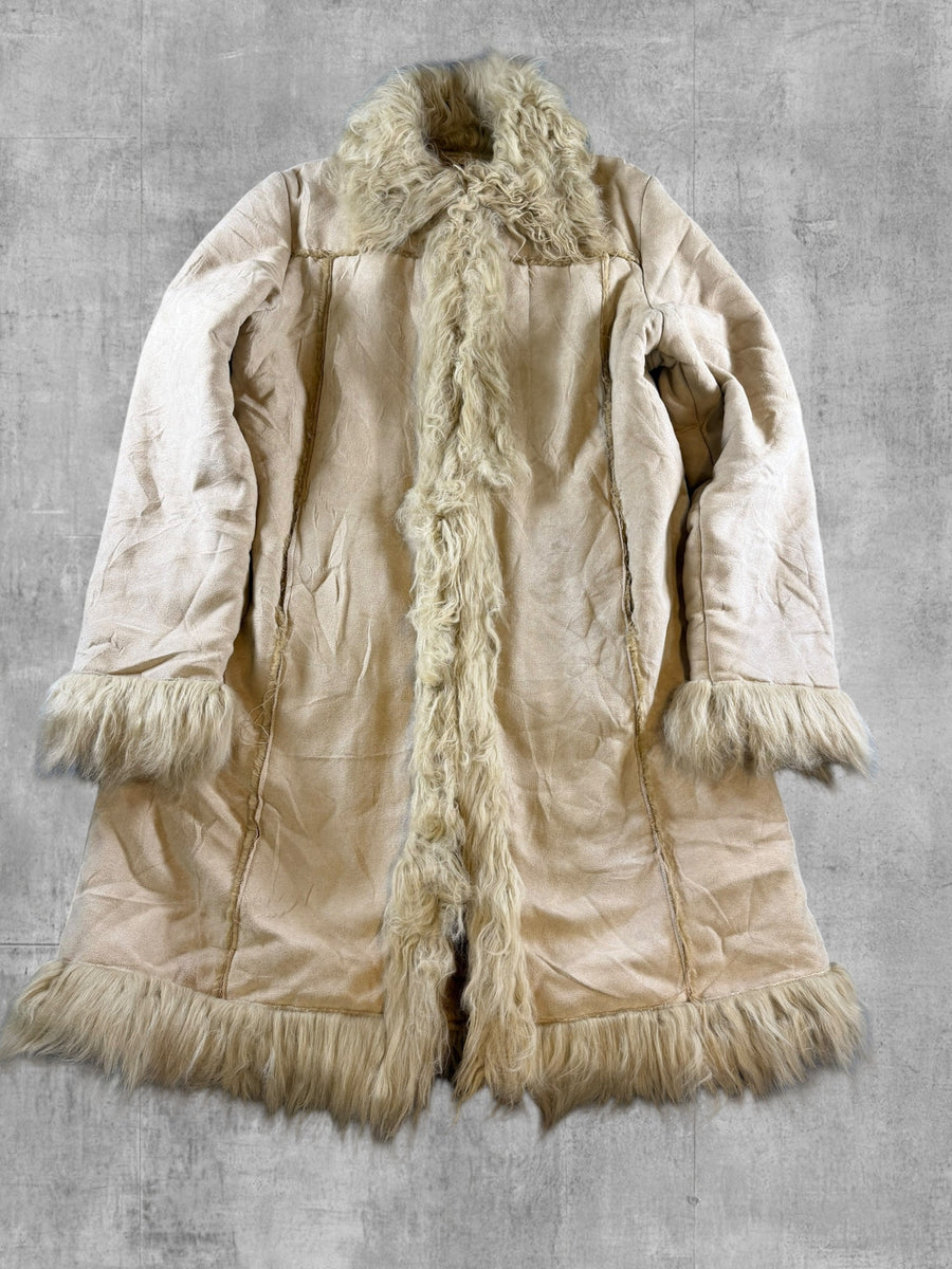 Vintage Dressing Afghaanse jas beige dames maat M