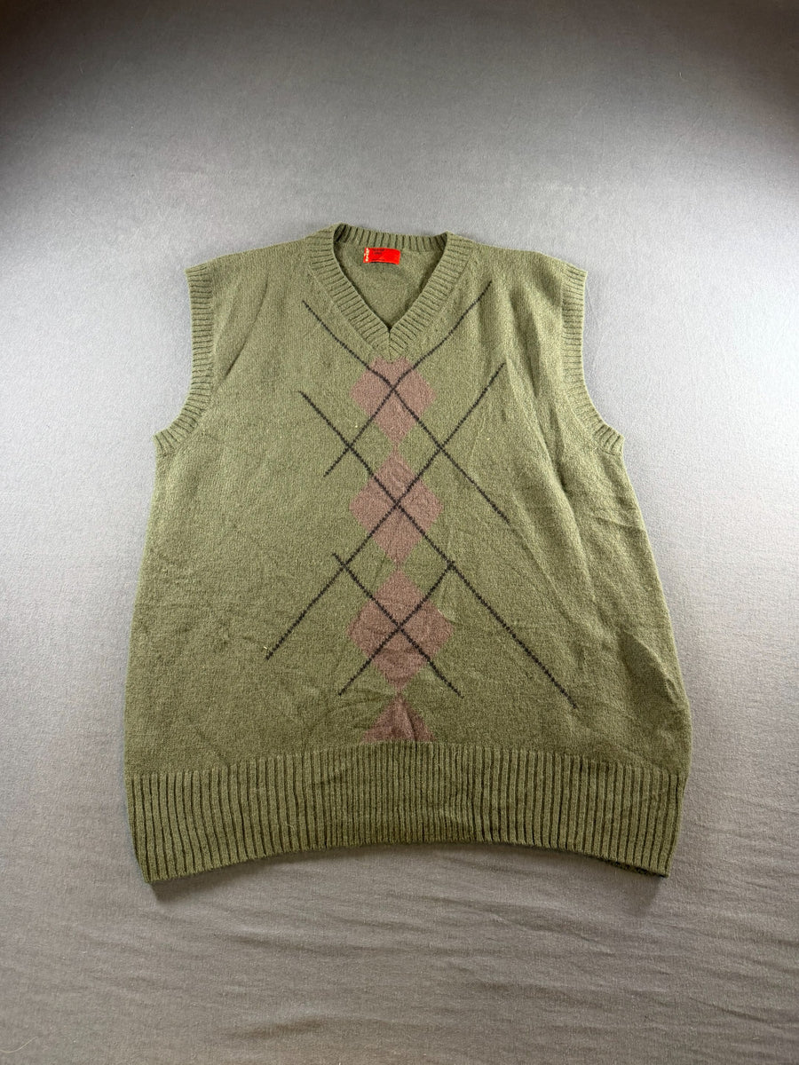 Levi's trui groen geruit heren maat L wol sweater pullover gebreid vintage