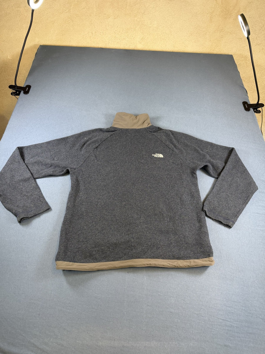 Blauw gemêleerd herenvest van The North Face (wolgebreide fleecetrui/fleecevest) maat M