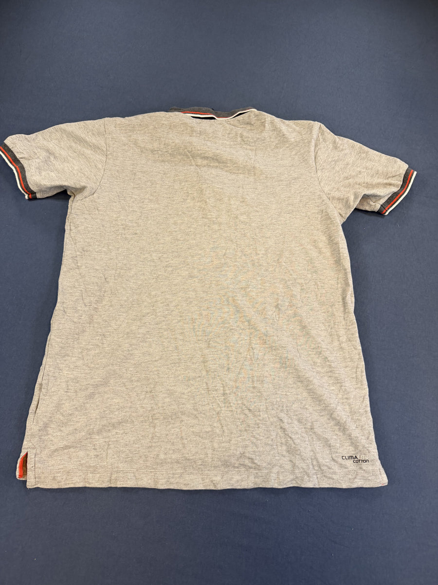 Grijze adidas polo (sportshirt / poloshirt) met streepkraag – maat S