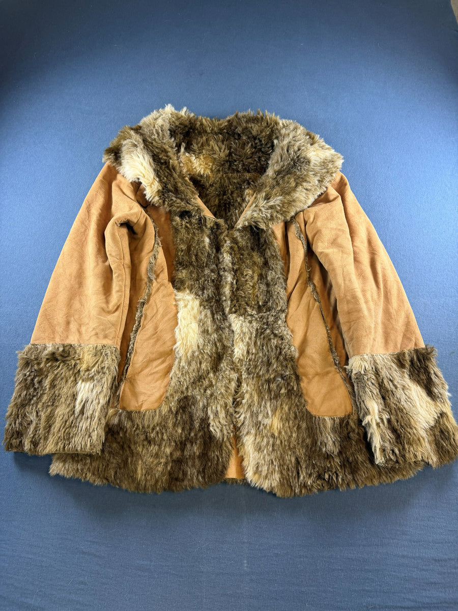 Vintage Dressing Afghaanse jas bruin dames maat S