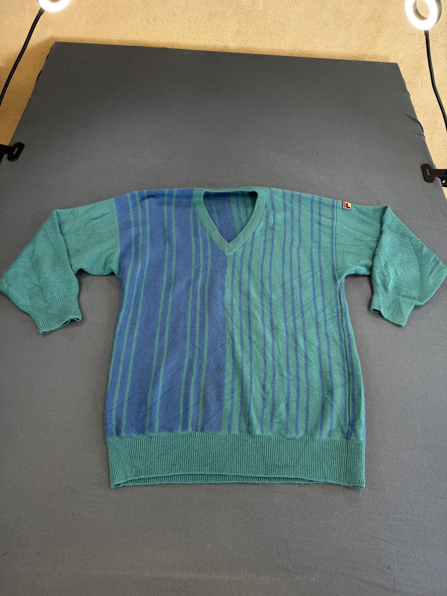 trui blauw gestreept heren maat L v-hals v-neck sweater pullover