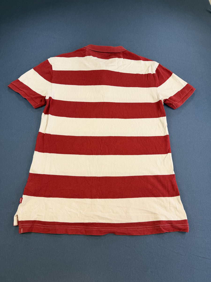 Rood gestreepte Levi's polo (piqué poloshirt) maat L