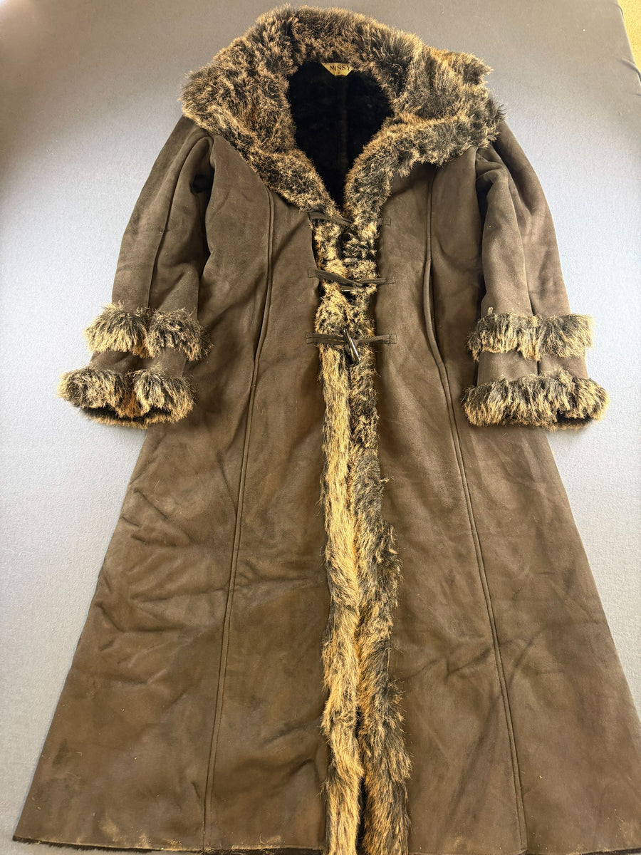 Vintage Dressing Afghaanse jas bruin dames maat M