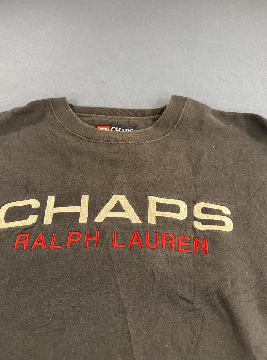 Zwarte Chaps Ralph Lauren trui (sweatshirt / crewneck) maat L met borduurlogo