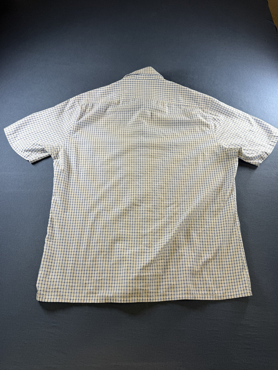 Blauw-wit geruit flanellen overhemd (houthakkersblouse), Yves Saint Laurent, maat L