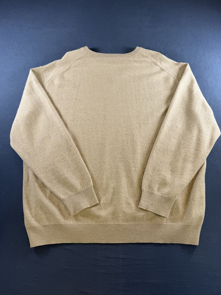 Beige Lacoste pullover heren, maat XXL (v-hals trui / sweater)