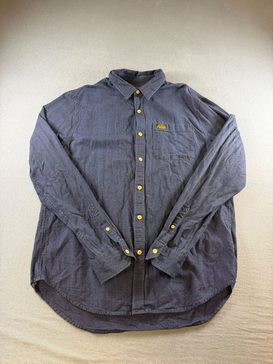 Superdry blouse blauw gestreept heren maat XL overhemd striped shirt streepjes
