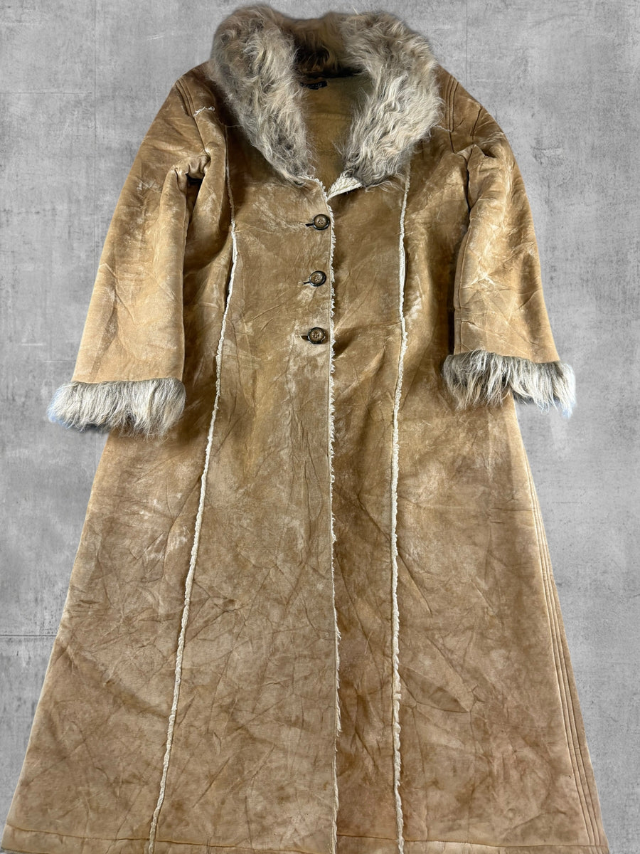 Vintage Dressing Afghaanse jas bruin dames maat L
