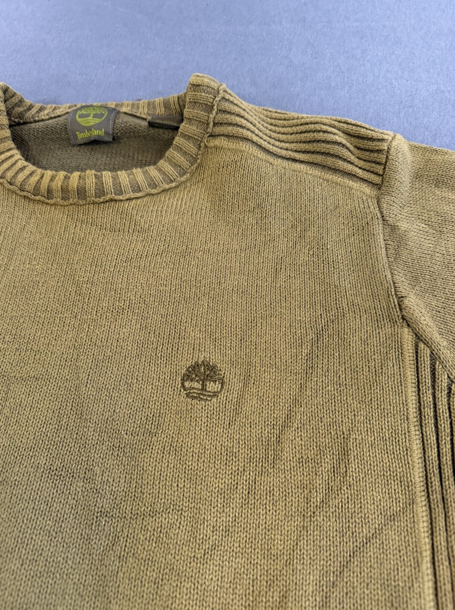 Groene Timberland sweater (trui) met geborduurd boomlogo – maat M