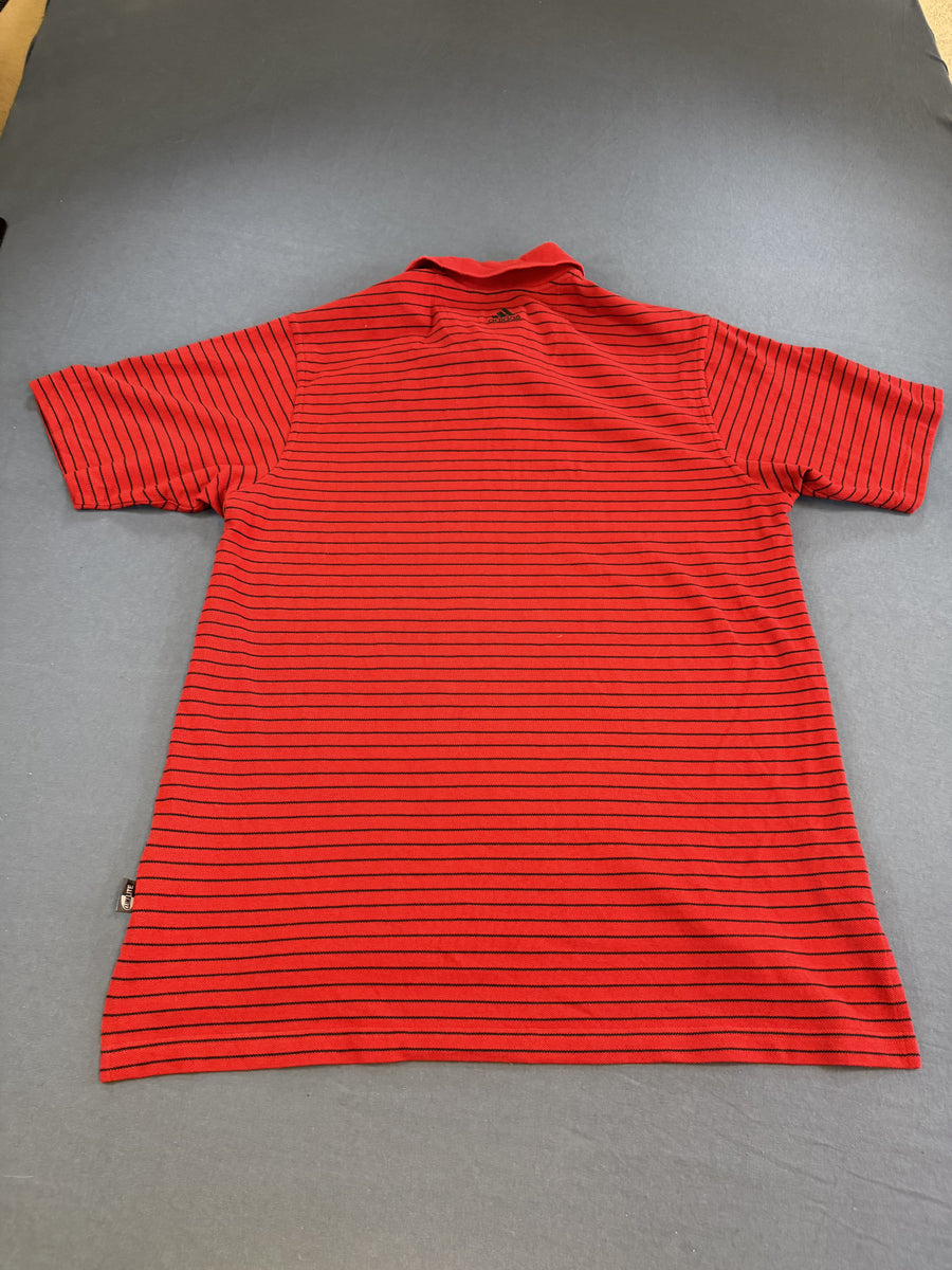 Rood adidas poloshirt (golfshirt) maat M met krijtstreep