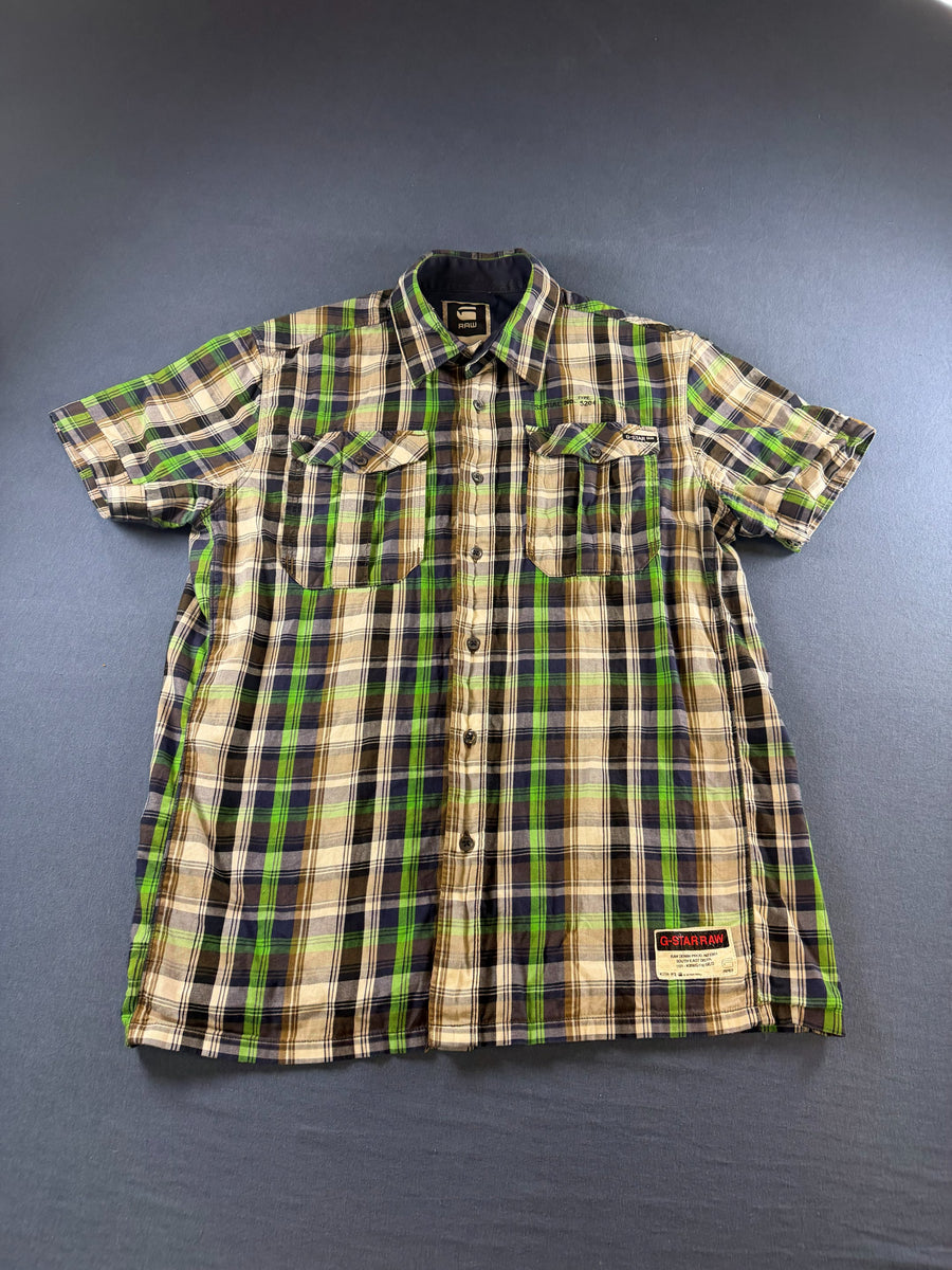 G-Star blouse meerkleurig geruit heren maat L overhemd flanel check shirt houthakkershemd geblokt