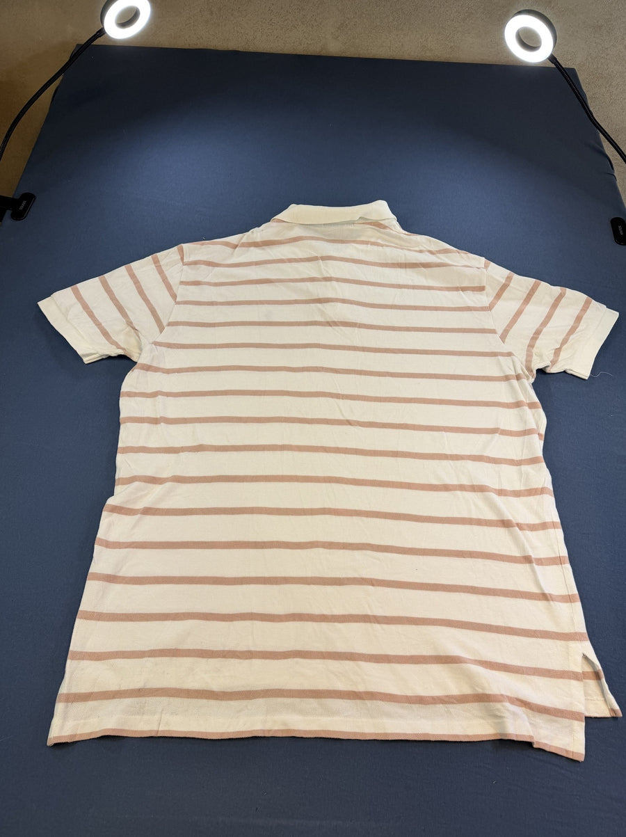Beige Ralph Lauren poloshirt met roze accentstreep, maat XXL (polo / piqué top)