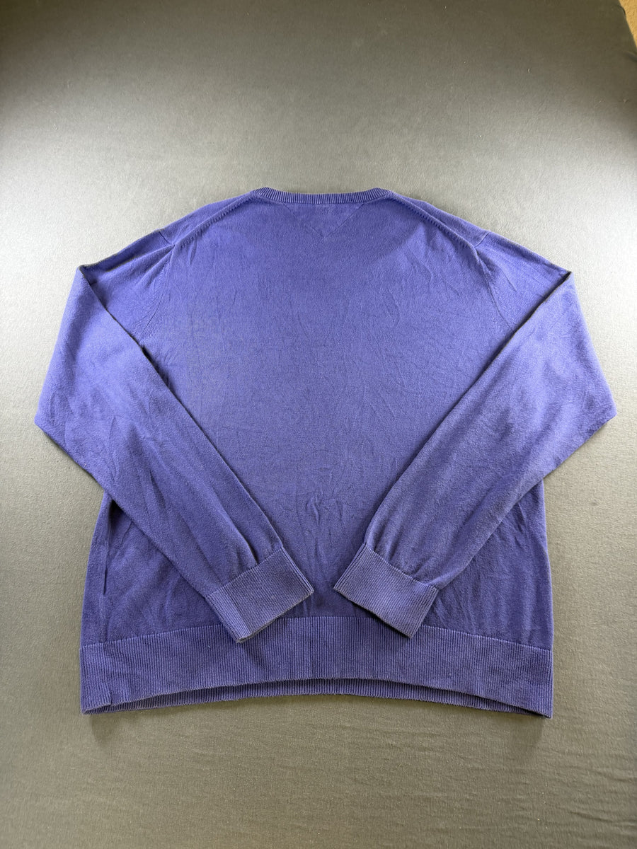 Blauwe Tommy Hilfiger heren trui maat XL (sweater / pullover), gebreid katoen