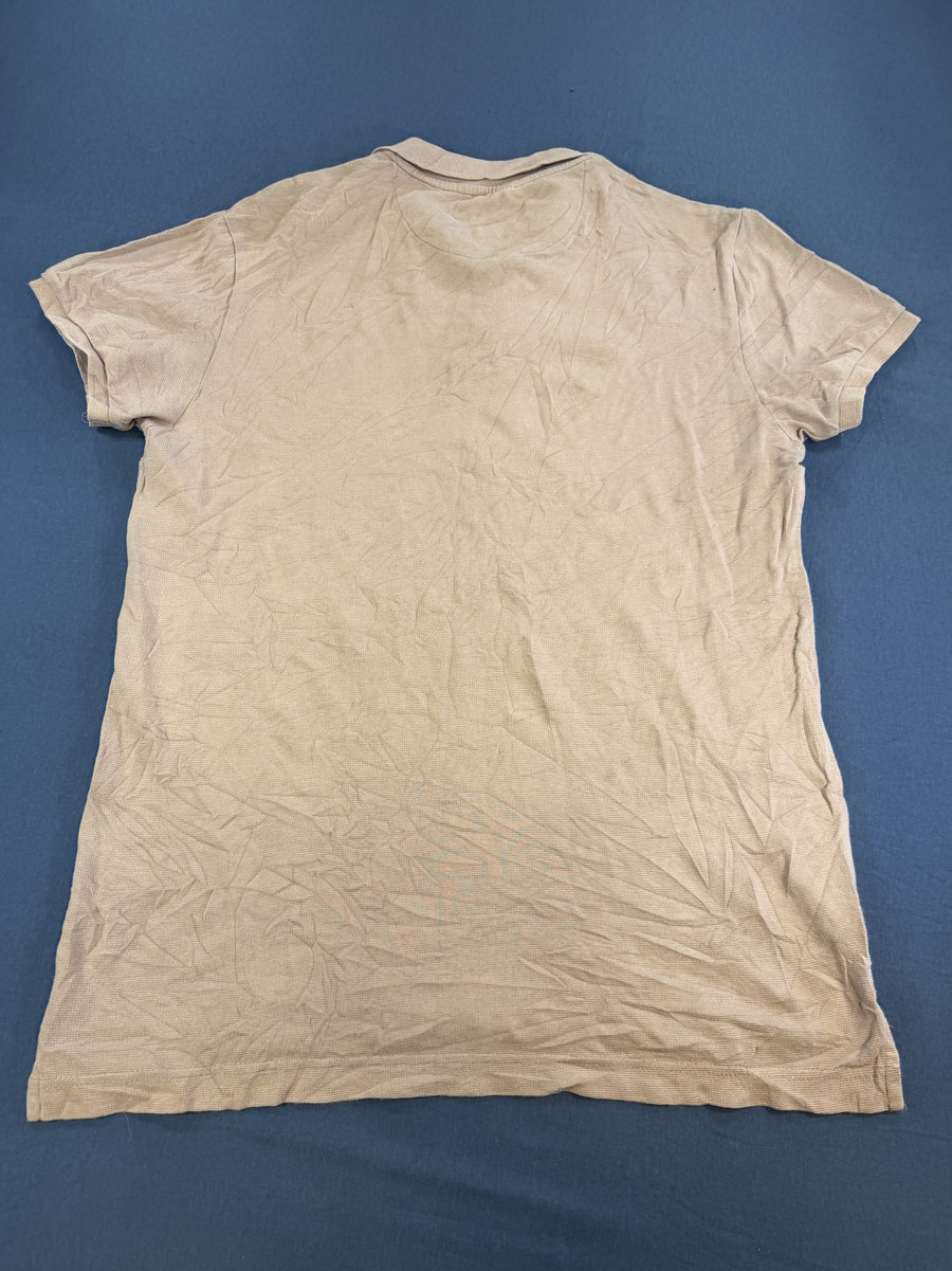 Beige Kangol piquéshirt (golfpolo) met wafelpatroon, maat M