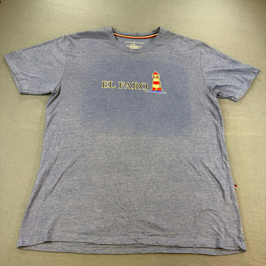 Tommy Hilfiger t-shirt grijs print heren maat XL katoen shirt tee vintage