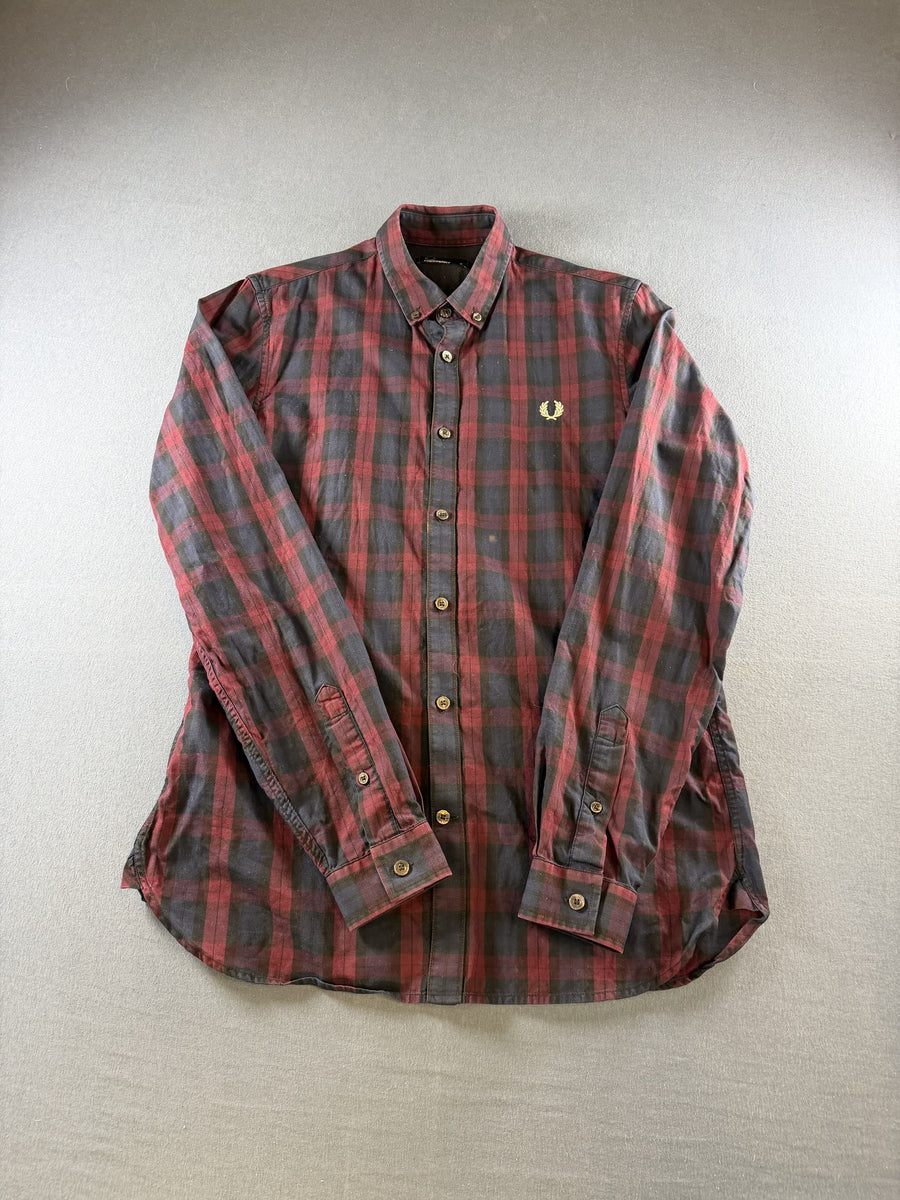 Fred Perry overhemd rood geruit maat S button-down