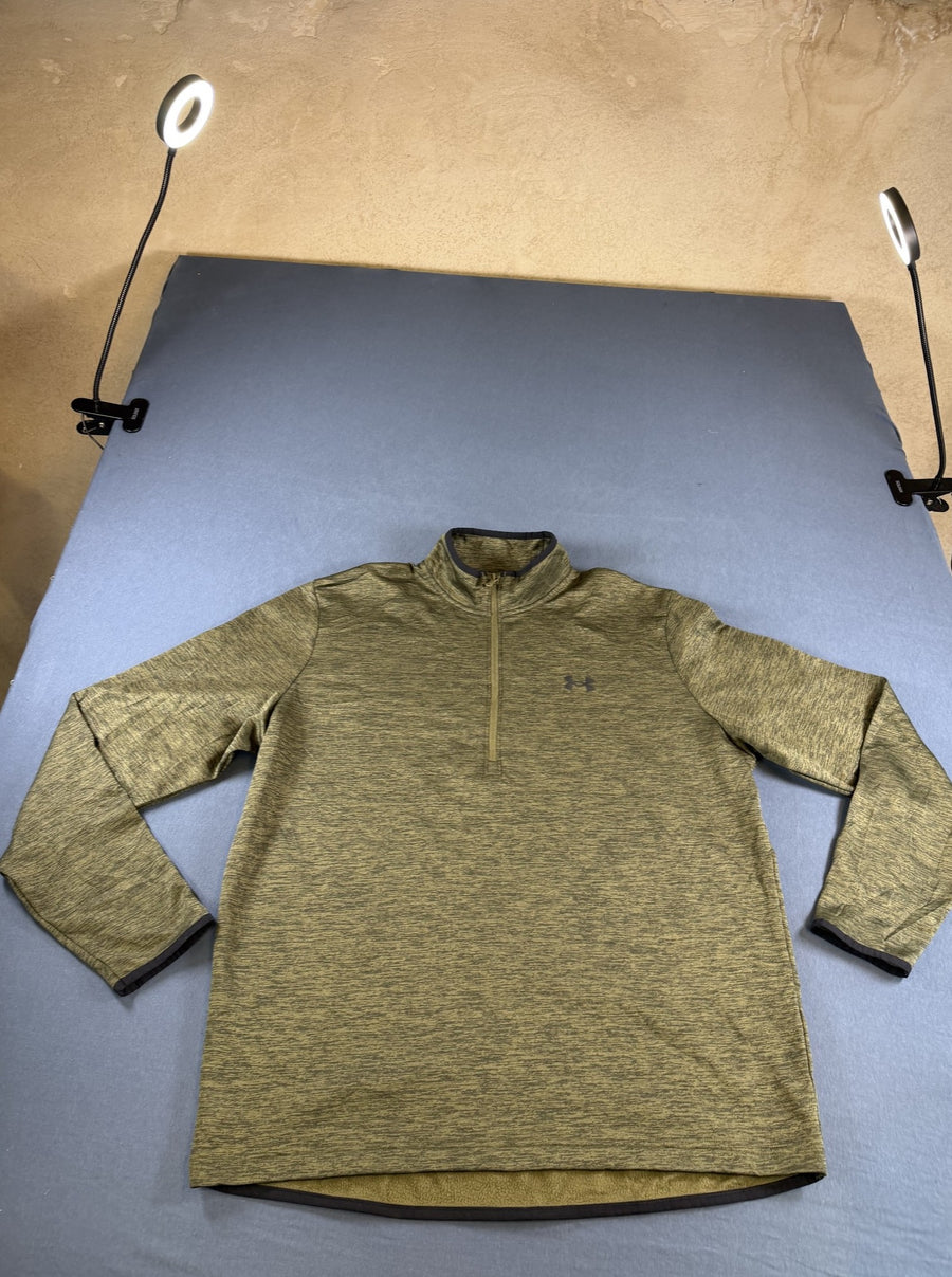 Groen fleecevest van Under Armour (quarter zip sporttrui), maat L - relaxed fit