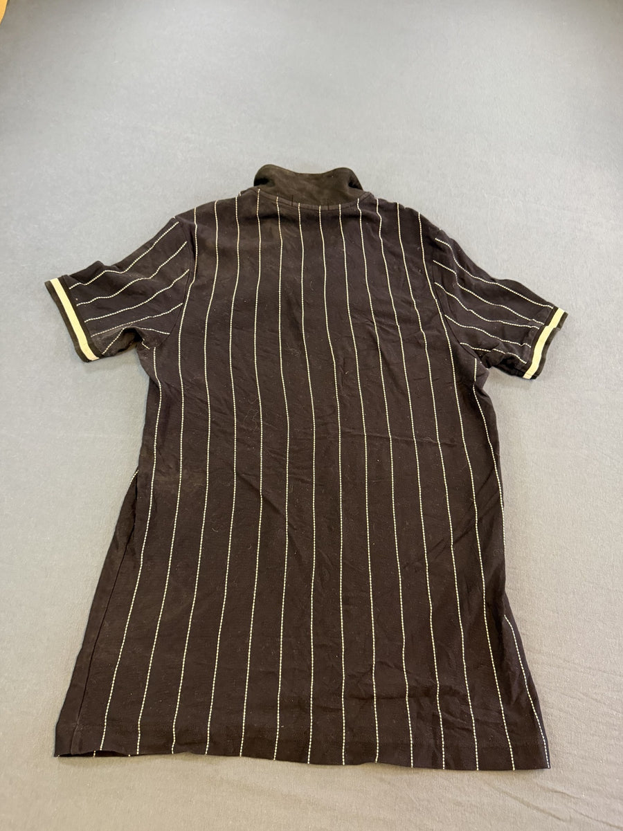Zwarte Fred Perry polo met crème streep, maat M (ritspolo / poloshirt met rits)