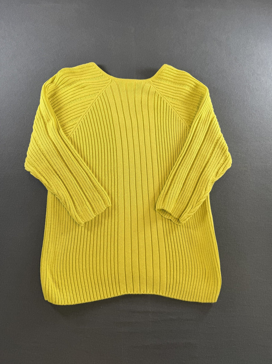 Geel Lacoste ribtrui met V-hals (pullover / sweater), maat XL