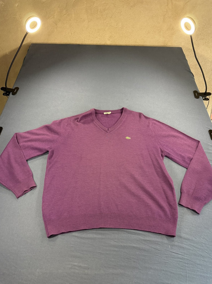 Paarse Lacoste pullover (V-hals trui / sweater), maat XXL