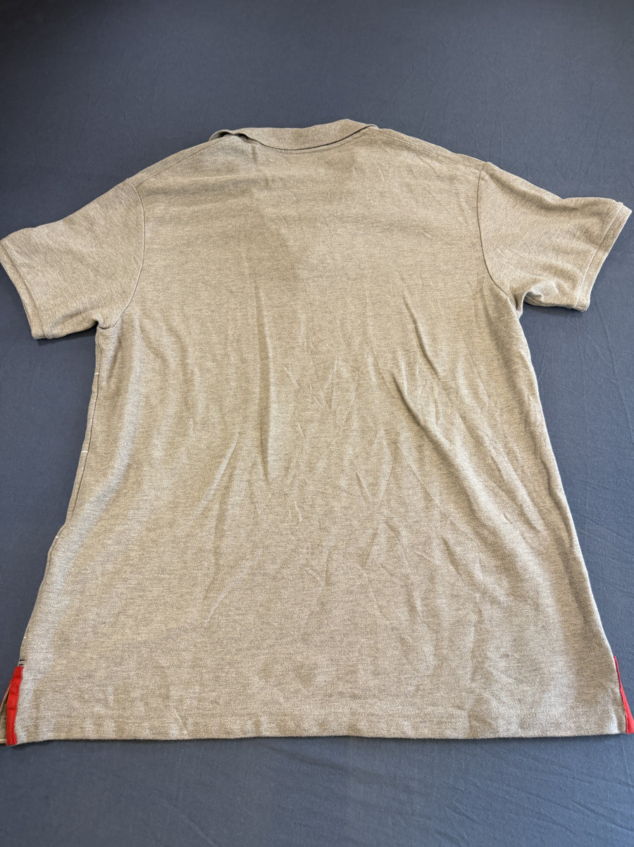 Grijze Nike poloshirt met rode bies (sportpolo / retro poloshirt), maat XXL