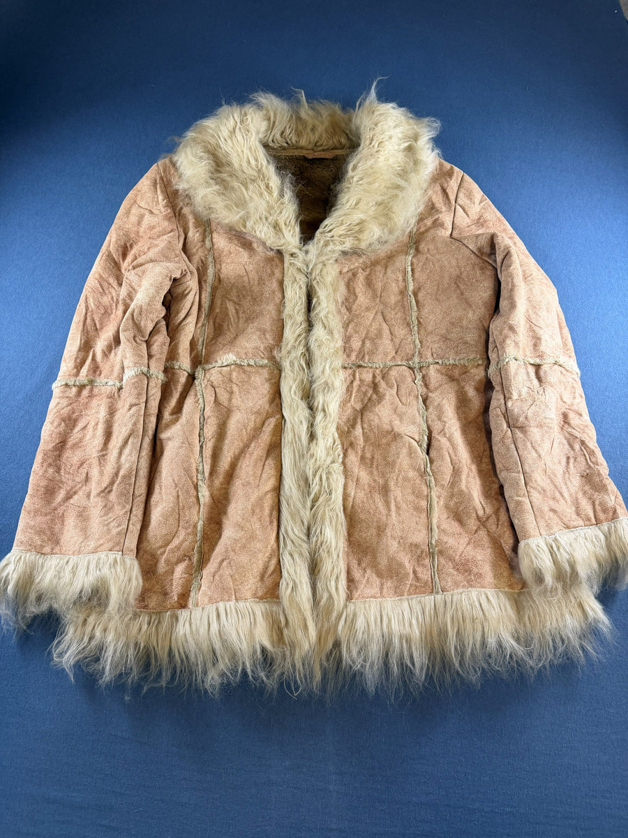 Vintage Dressing Afghaanse jas beige dames maat XL